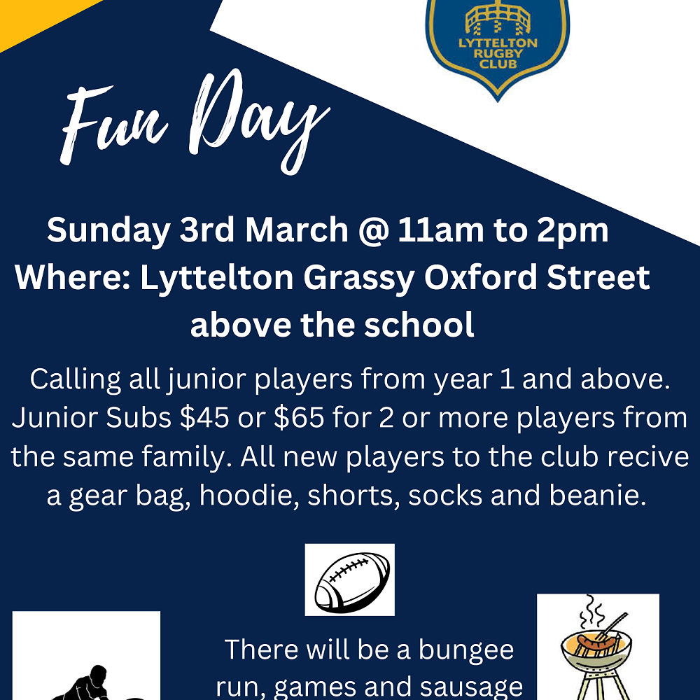 Lyttelton Rugby Club Registration / Fun Day — Term One Week Four