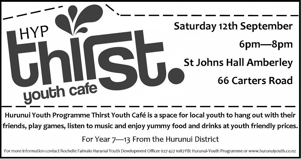 The Hurunui Youth Council are running a youth café next Saturday