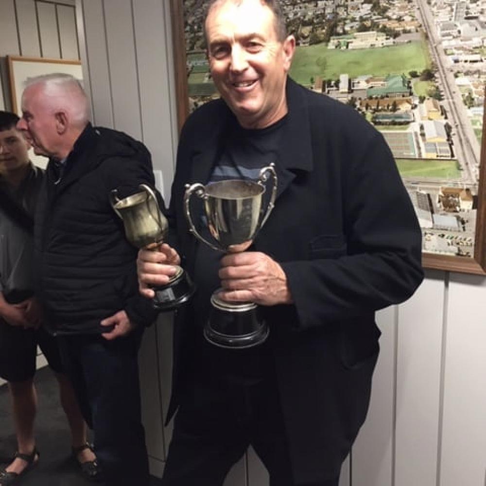 Jim Stuckey with the McKegg Cup
