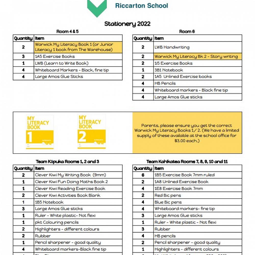 2022 Stationery Lists 📙