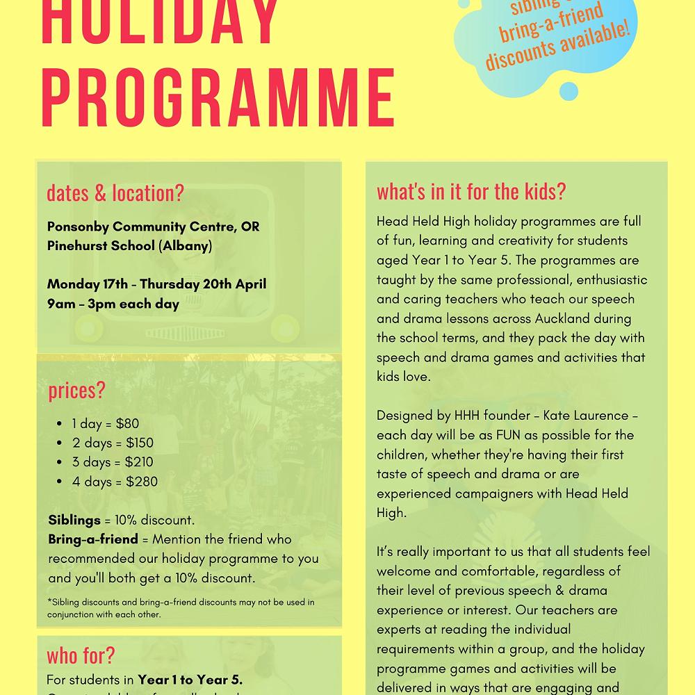 Head Held High Holiday Programme