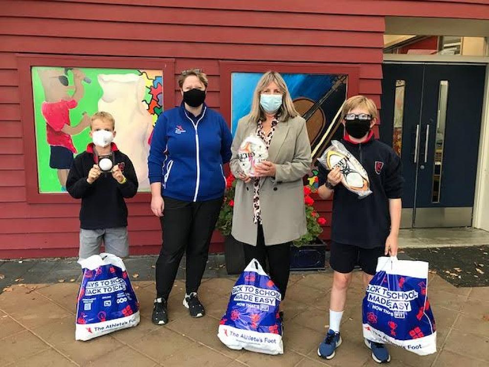 Athlete's Foot Rewards Programme Equipment presented to Fendalton School.