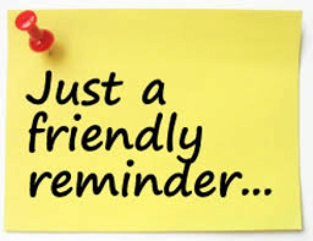 Reminder About Friday 3rd March