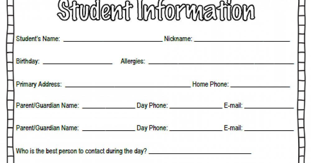 Student Information Sheets