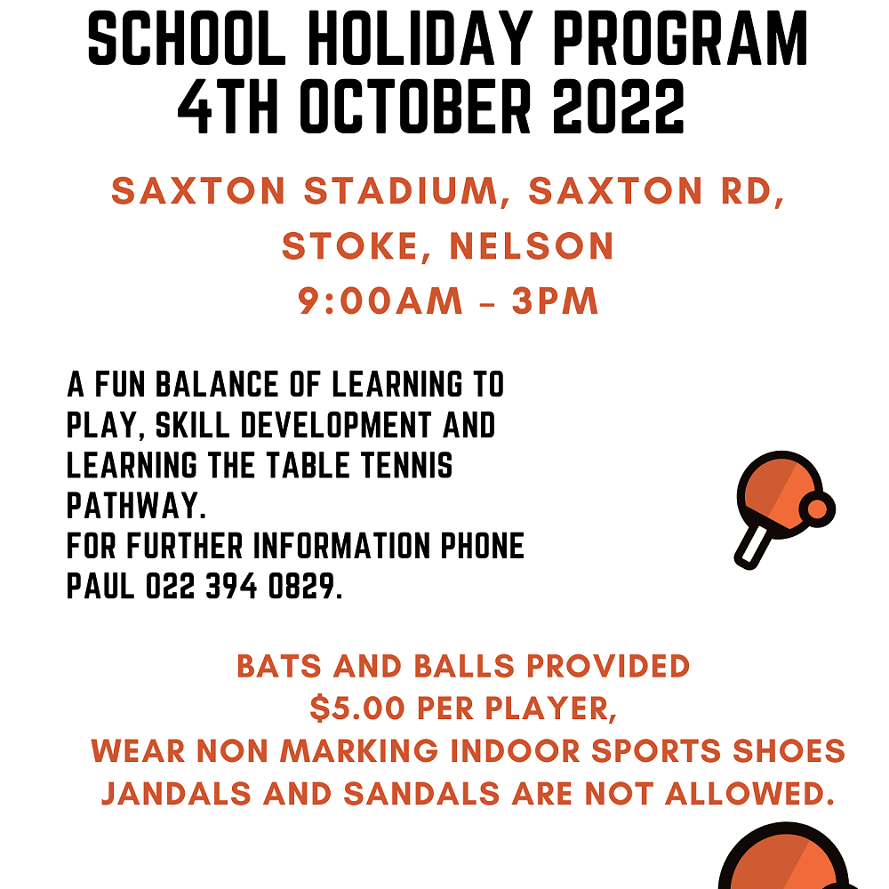 Table Tennis School Holiday Program