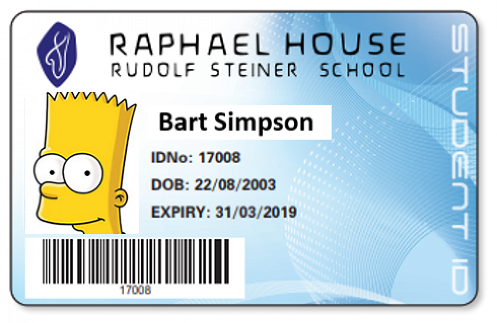 cartoon student id card