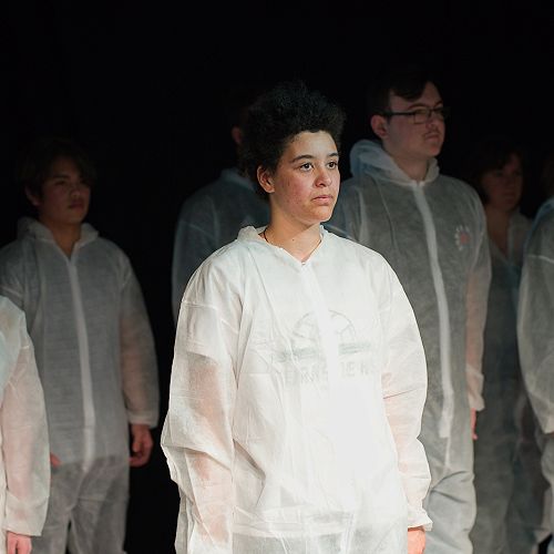 Desa Jackson with the cast of The Engine Room