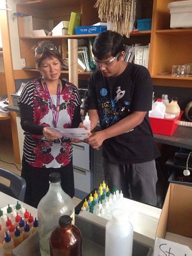 Andre prepares for an experiment.