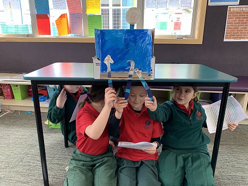 Puppet show practice.