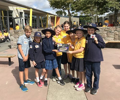 Principal Calvert, our Walk to School girls and the children who walked all the way from BROOKHAVEN!  Well done guys!! ??