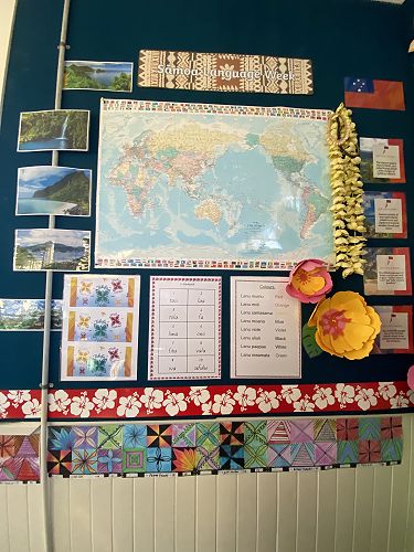 A close up of our Samoan Language Week Library Display
