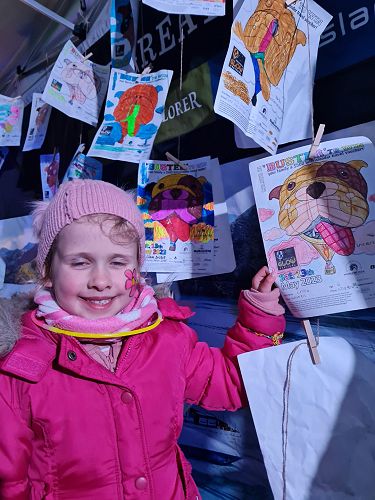 Chloe with her colouring competition entry