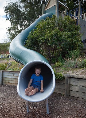This Playgear™ Fibreglass Tunnel Slide was manufac