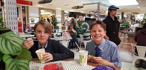 Jordan and Liam - xmas adventures to the mall.