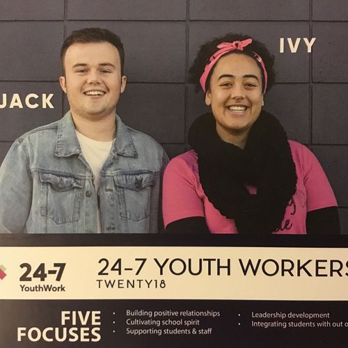 Youth workers Jack and Ivy feature on the 24-7 YouthWork poster.