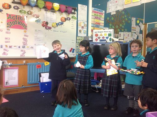 Sharing our learning at Action Stations are Eddie, Yolanda, Eva, Jacob and Jonathan.  "If it's not tricky it is not learning!"