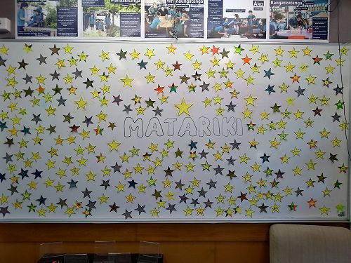 Matariki Stars on the Library whiteboard
