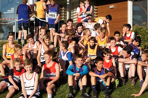 Y7&8 students relax after competing in the cross country
