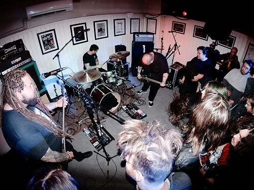 Primitive man, performing in the Crown Hotel, April 2019. Image