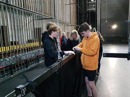 Nic and Matthew (front left to right) being assessed at the workshop held at the Theatre Royal.