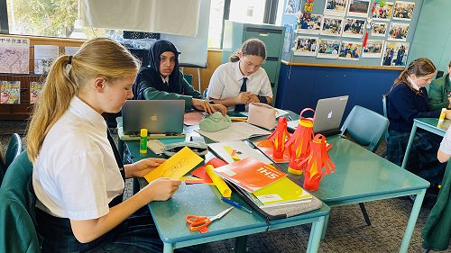 Year 9 making lanterns