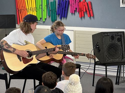 Renee playing "Don't let me down"