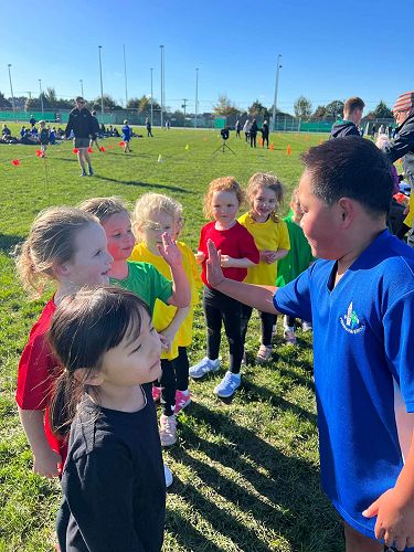 Congratulating others at the Cross Country