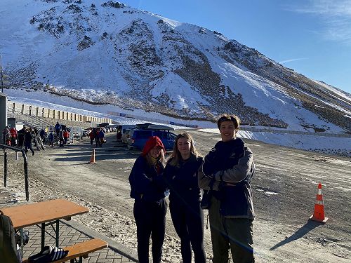 Seanie Eastman, Kyia Cowan and Niko Barnett ready to hit the slopes at Porters