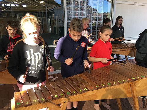 Lunchtime marimba band performance...