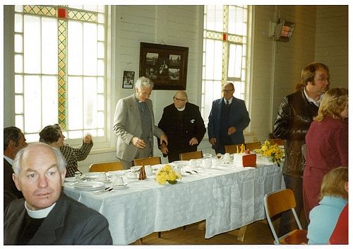 The Dean R S (Bob) Mills in foreground), Neville Sellwood, Archdeacon Pywell, ??