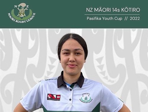 Emerald Tuhiwai-Polson made the NZ Māori U14 girls League Team, winners of the Pacific Cup