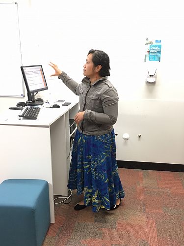 Vanessa now facing the screen.