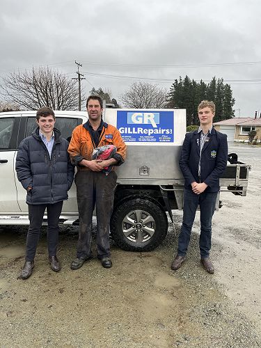 Ethan Dudin and Josh Gill with owner Steve Gill from Gill Repairs.