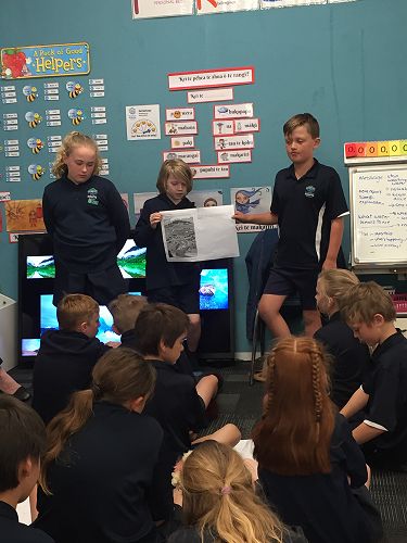 Mila, Oliver and Ashton sharing their ideas with the class.