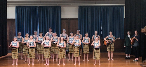 Senior kapa haka singing a waiata