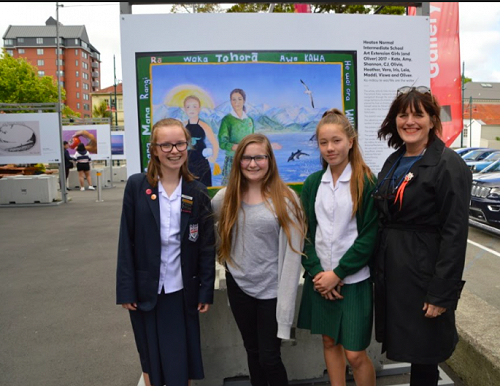 At The Arts Centre to see the Tohorā painting panel on show. This work was elected for the 'To Ōtautahi With Love' exhibition