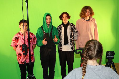 Media Studies students learning to use equipment