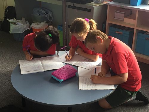 Acting out some of the classroom values during a Values Lesson skit