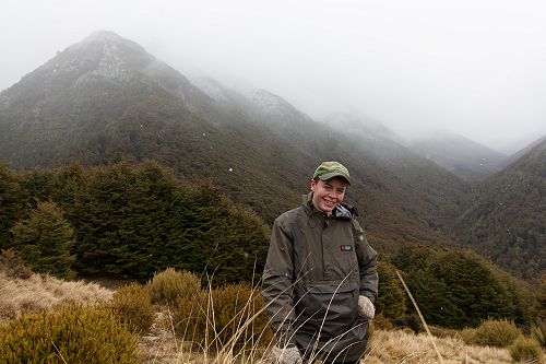 Tom Shallard enjoys the view in the snow.