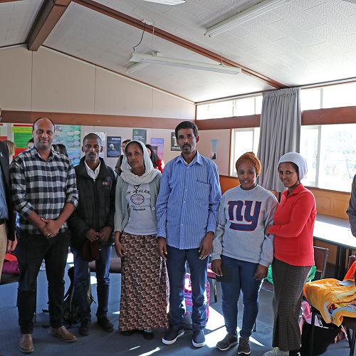 Principal Mike Fowler, Namrud Gebreab, Kahsay Zemicheal, Atsede Kidane and Fishale Weldesilase,  Hellen Gezu, Enbeba Tesfu, Ben Gresham  