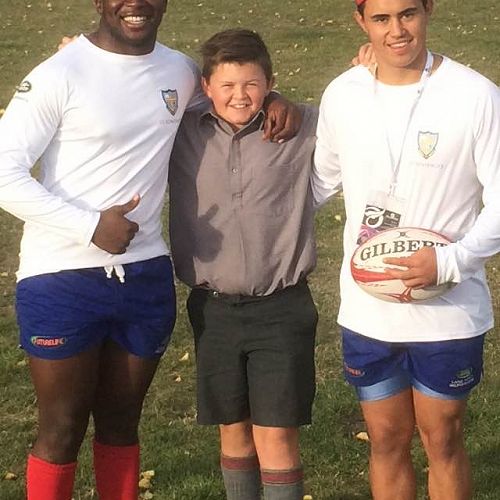 Some of our year 7 students really enjoy taking billets to help out visiting  sports teams. 'Beast' on the left, Tom Fowler 7Aho, Aaron on the rightSaint Joseph High School rugby tour to NZ 2016. 