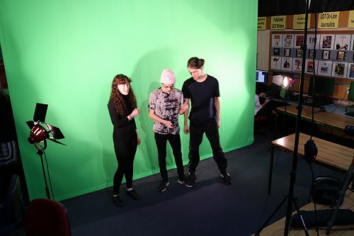 Media Studies students learning to use equipment