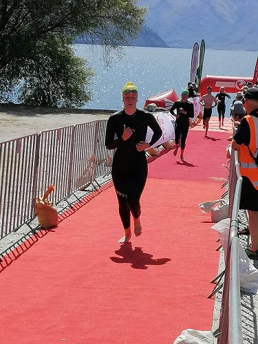 Emma completing a quick swim leg