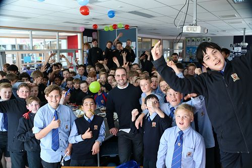 Year 7 and 8 at their organised party for Tim