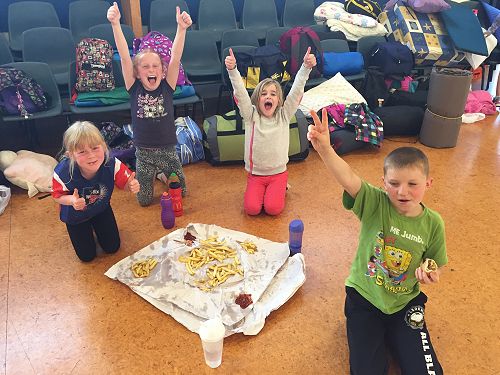 Delicious fish and chips for dinner at the Year 4 Sleepover!