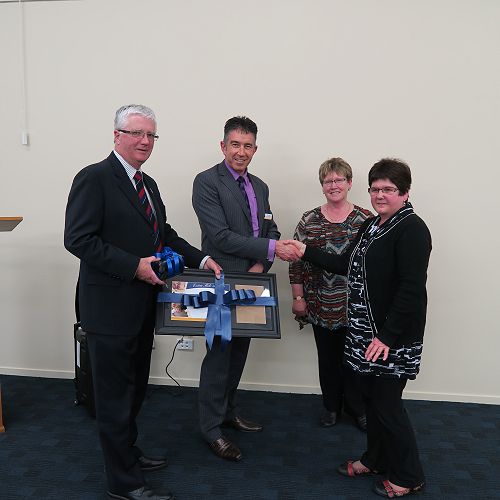 PSS CE Peter Wards, Chairman Tim Loan, Family Works Director Judith
McInerney and 

Family Works Family/Whānau Worker Sue McAnelly, at the PSS AGM. 