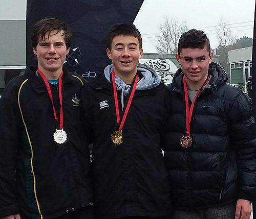 Ethan Mclachlan - 2nd and Jacob Turned - 3rd at Canterbury Duathlon pictured with medals