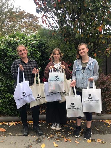 Annie, Brody and Nick with the ChemoCare packages