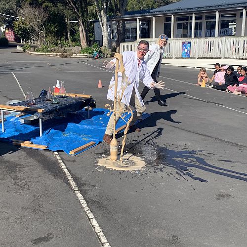 Exploding Coke experiment in action in Year 2!