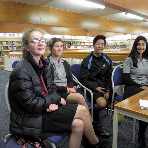Journalism club members Aleisha, Victoria, Josh and Maya.